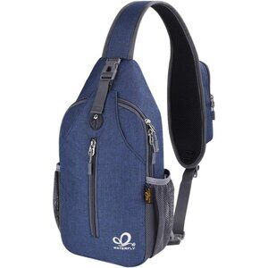 Men Navy Blue Crossbody Sling Backpack Sling Bag Travel Hiking Chest Daypack